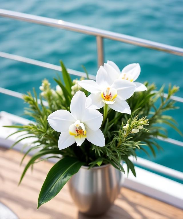 Custom yacht floral arrangement